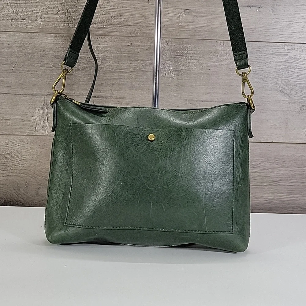 Madewell Dark Green Leather Crossbody Shoulder Bag - Picture 2 of 14